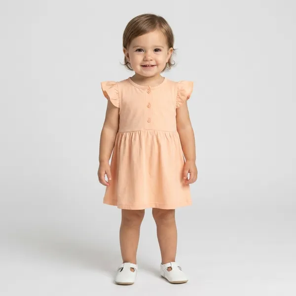 Peach_Cotton_Flutter_Sleeve_Gathered_Dress_For_Baby_Girls