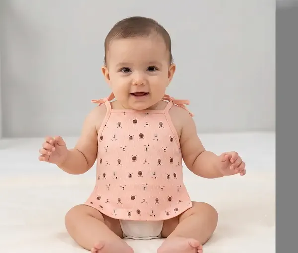 Peach_Cotton_Sleeveless_Bear_Print_Tiable_Jabla_For_Babies