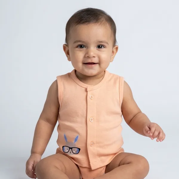 Peach_Cotton_Sleeveless_Button_Front_Jabla_For_Babies