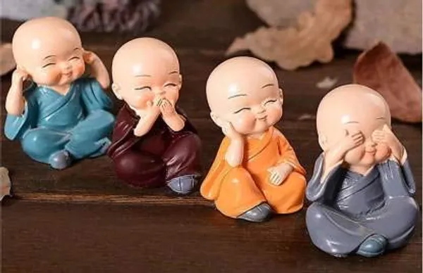Pickartme_Small_Set_Of_4_Baby_Monk_Buddha_Showpiece_Polyresin_Car_Dash_Living_Room_Office_Decoration_Status_4_Baby_Monk_Without_Hat_Multicolour