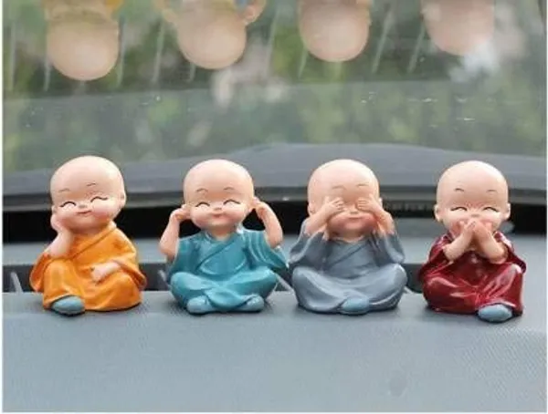 Pickartme_Small_Set_Of_4_Baby_Monk_Buddha_Showpiece_Polyresin_Car_Dash_Living_Room_Office_Decoration_Status_4_Baby_Monk_Without_Hat_Multicolour