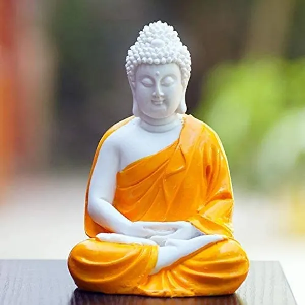 Pickartme_Premium_Handcrafted_Polyresin_Sitting_Meditation_Dhyan_Buddha_Statue_Showpiece_Lord_Buddha_Idol_5_5_Inch_Orange