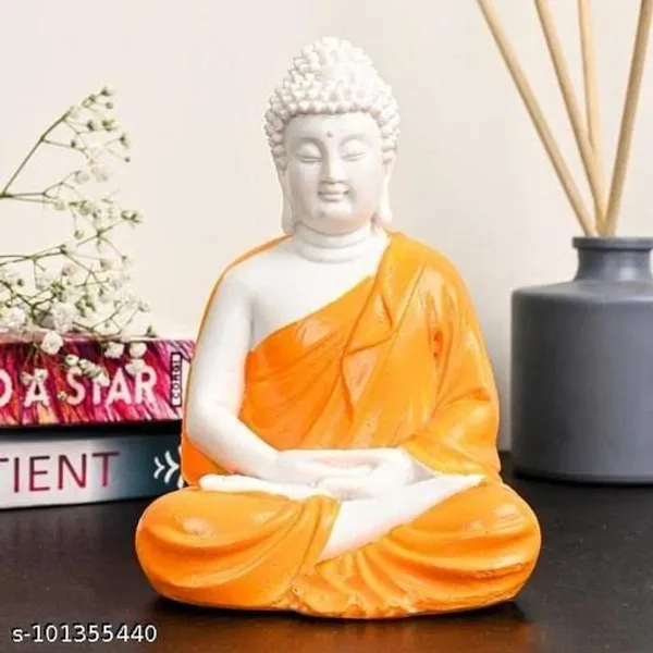 Pickartme_Premium_Handcrafted_Polyresin_Sitting_Meditation_Dhyan_Buddha_Statue_Showpiece_Lord_Buddha_Idol_5_5_Inch_Orange