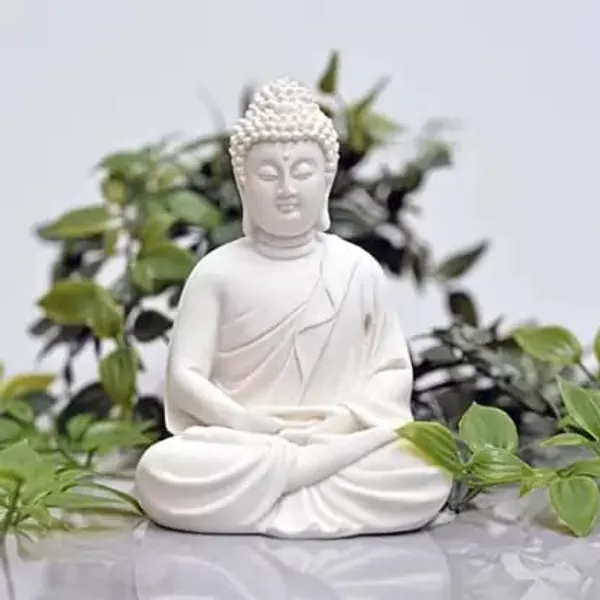 Pickartme_Premium_Handcrafted_Polyresin_Sitting_Meditation_Dhyan_Buddha_Statue_Showpiece_Lord_Buddha_Idol_5_5_Inch_White