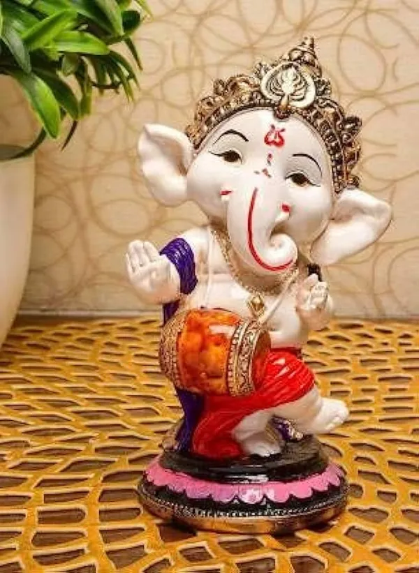 Pickartme_Polyresin_Ganesha_Idol_Handcrafted_Blessing_Lord_Ganesh_Statue_For_Pooja_Home_Decorations_Gifts_Items_Dholak_Ganesha