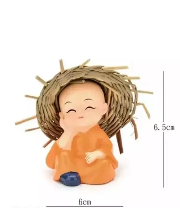 Pickartme_Small_Set_Of_4_Baby_Monk_Buddha_Showpiece_Polyresin_Car_Dash_Living_Room_Office_Decoration_Status_Multicolour_4_Baby_Monk_With_Hat