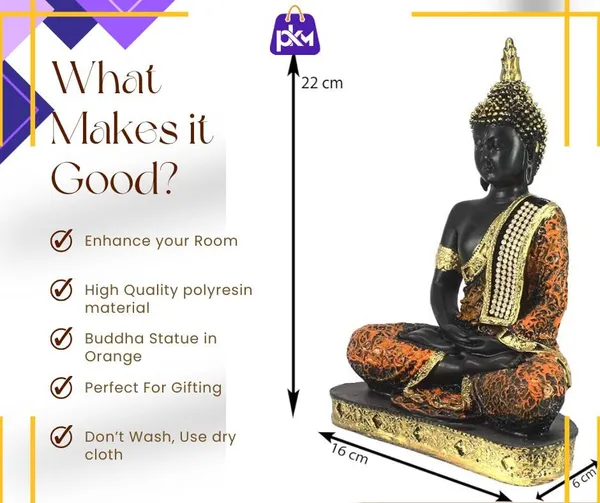 Pickartme_Polyresin_Sitting_Buddha_Idol_Statue_Showpiece_Buddha_Idol_Decor_For_Pooja_Ghar_Office_Gifting_Orange