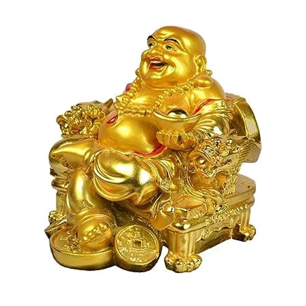 Pickartme_A_Feng_Shui_Laughing_Buddha_Figurine_Happiness_And_Money_Wealth_Sitting_Idol_Decor_For_Pooja_Ghar_Office_Home_Temple_Gold