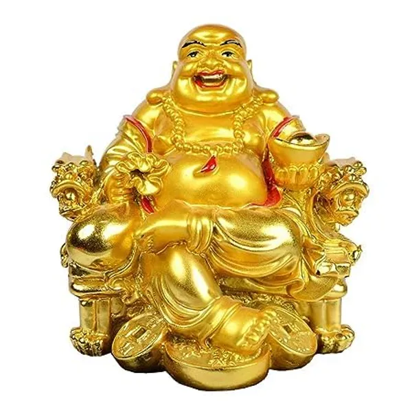 Pickartme_A_Feng_Shui_Laughing_Buddha_Figurine_Happiness_And_Money_Wealth_Sitting_Idol_Decor_For_Pooja_Ghar_Office_Home_Temple_Gold