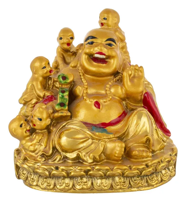 Pickartme_Feng_Shui_Laughing_Buddha_With_Children_Figurine_Happiness_And_Money_Wealth_Sitting_Idol_Decor_For_Pooja_Ghar_Office_Home_Temple_Motelala_Kids_Gold