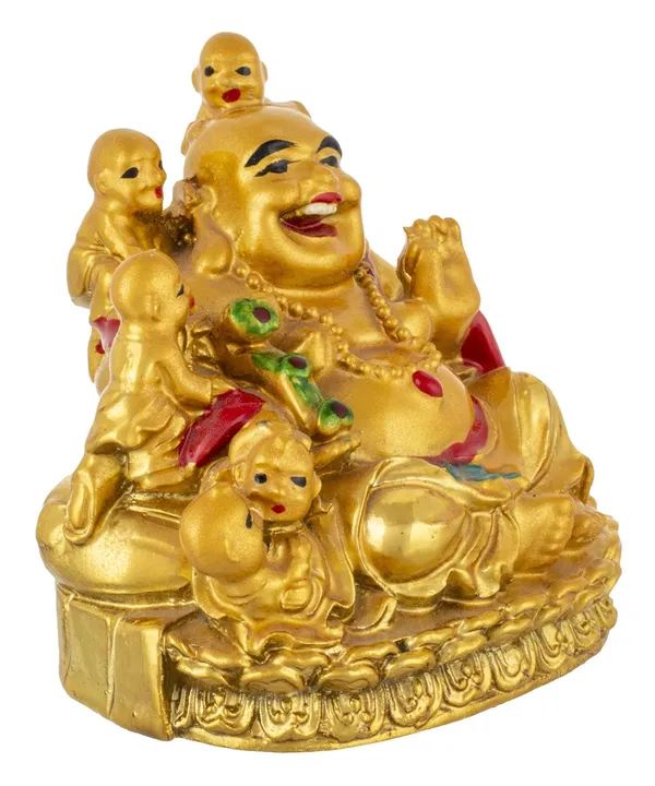 Pickartme_Feng_Shui_Laughing_Buddha_With_Children_Figurine_Happiness_And_Money_Wealth_Sitting_Idol_Decor_For_Pooja_Ghar_Office_Home_Temple_Motelala_Kids_Gold