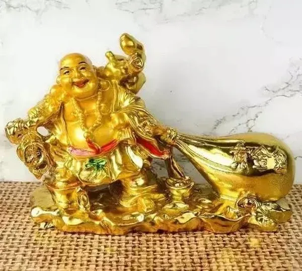 Pickartme_Brass_Feng_Shui_Laughing_Buddha_Figurine_Happiness_And_Money_Wealth_Sitting_Idol_Decor_For_Pooja_Ghar_Office_Home_Temple_Gold_4_Religious