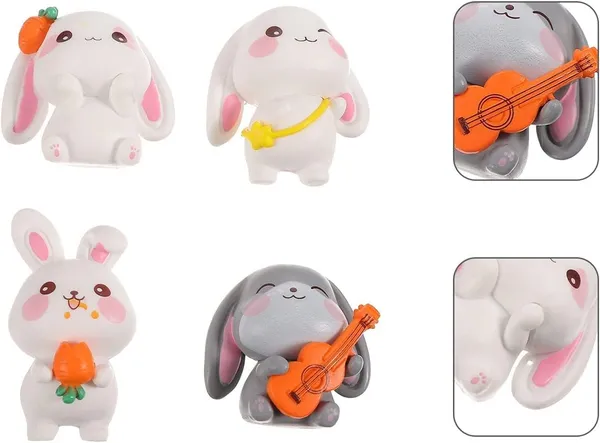 Pickartme_Miniature_Set_For_Home_Decor_Deepawali_Gift_Living_Room_Figurines_Cake_Decoration_Items_Resin_Car_Dashboard_Items_Multicolor_Rabbit_Miniature_Set_Of_4