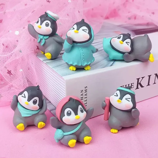 Pickartme_Miniature_Set_For_Home_Decor_Deepawali_Gift_Living_Room_Figurines_Cake_Decoration_Items_Resin_Car_Dashboard_Items_Multicolor_Penguin_Miniature_Set_Of_6