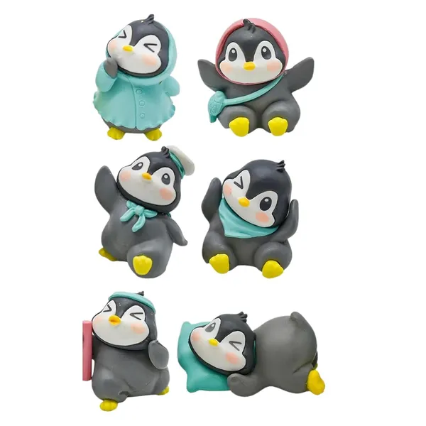 Pickartme_Miniature_Set_For_Home_Decor_Deepawali_Gift_Living_Room_Figurines_Cake_Decoration_Items_Resin_Car_Dashboard_Items_Multicolor_Penguin_Miniature_Set_Of_6