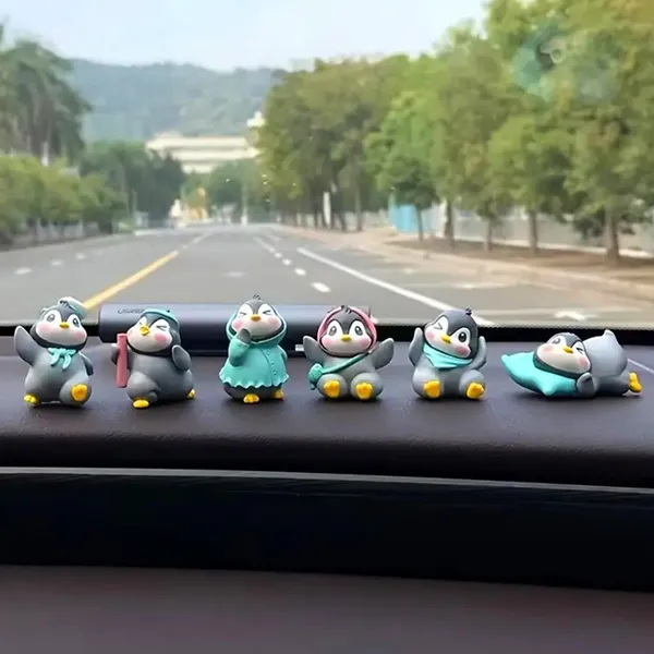 Pickartme_Miniature_Set_For_Home_Decor_Deepawali_Gift_Living_Room_Figurines_Cake_Decoration_Items_Resin_Car_Dashboard_Items_Multicolor_Penguin_Miniature_Set_Of_6