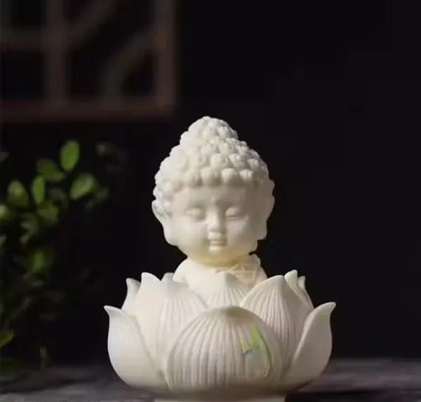 Pickartme_Polyresin_Sitting_Lotus_Buddha_Idol_Statue_Showpiece_Buddha_Idol_Decor_For_Car_Dashboard_Pooja_Ghar_Office_Gifting_White