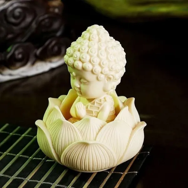 Pickartme_Polyresin_Sitting_Lotus_Buddha_Idol_Statue_Showpiece_Buddha_Idol_Decor_For_Car_Dashboard_Pooja_Ghar_Office_Gifting_White