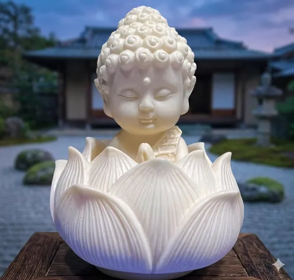 Pickartme_Polyresin_Sitting_Lotus_Buddha_Idol_Statue_Showpiece_Buddha_Idol_Decor_For_Car_Dashboard_Pooja_Ghar_Office_Gifting_White