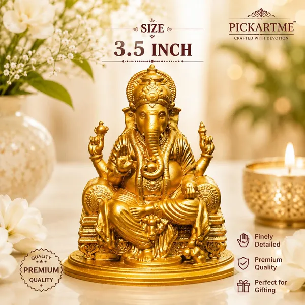 Pickartme_Golden_Lord_Ganesha_Idol_3_5_Inch_For_Car_Dashboard_Home_Decor_Pooja_Room_Office_Desk_Ganpati_Murti_Lucky_Gift_Spiritual_Decorative_Showpiece_Gold