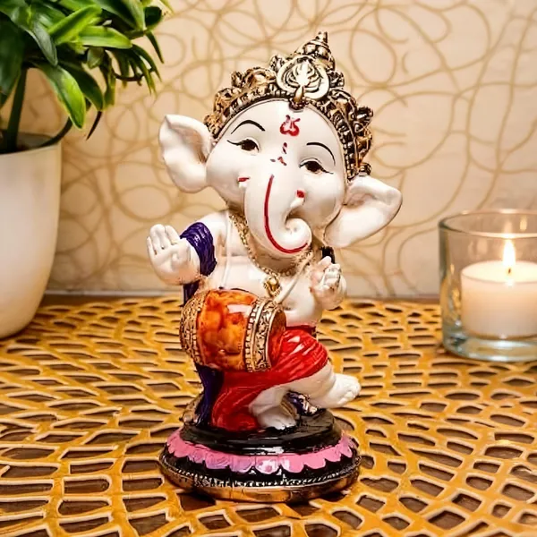 Pickartme_Polyresin_Ganesha_Idol_Handcrafted_Blessing_Lord_Ganesh_Statue_For_Pooja_Home_Decorations_Gifts_Items_Dholak_Ganesha