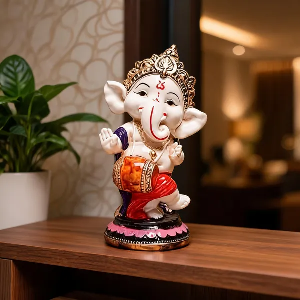 Pickartme_Polyresin_Ganesha_Idol_Handcrafted_Blessing_Lord_Ganesh_Statue_For_Pooja_Home_Decorations_Gifts_Items_Dholak_Ganesha