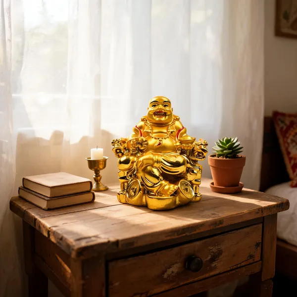 Pickartme_A_Feng_Shui_Laughing_Buddha_Figurine_Happiness_And_Money_Wealth_Sitting_Idol_Decor_For_Pooja_Ghar_Office_Home_Temple_Gold
