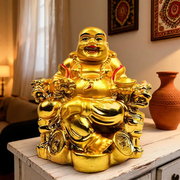 Pickartme_A_Feng_Shui_Laughing_Buddha_Figurine_Happiness_And_Money_Wealth_Sitting_Idol_Decor_For_Pooja_Ghar_Office_Home_Temple_Gold