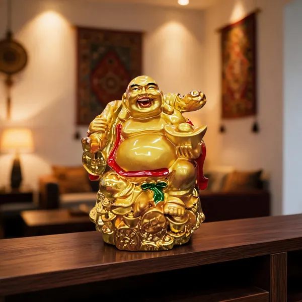 Pickartme_Brass_Feng_Shui_Laughing_Buddha_Figurine_Happiness_And_Money_Wealth_Sitting_Idol_Decor_For_Pooja_Ghar_Office_Home_Temple_Holding_Gold