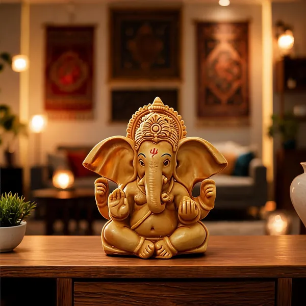 Pickartme_Handcrafted_Ganesha_Beautiful_Lord_Ganesha_Idol_Figurine_Showpiece_Sculpture_Hindu_Polyresin_Car_Dashboard_Brown