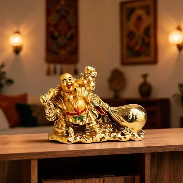 Pickartme_Brass_Feng_Shui_Laughing_Buddha_Figurine_Happiness_And_Money_Wealth_Sitting_Idol_Decor_For_Pooja_Ghar_Office_Home_Temple_Gold_4_Religious