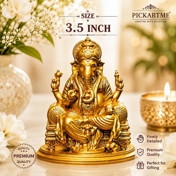 Pickartme_Golden_Lord_Ganesha_Idol_3_5_Inch_For_Car_Dashboard_Home_Decor_Pooja_Room_Office_Desk_Ganpati_Murti_Lucky_Gift_Spiritual_Decorative_Showpiece_Gold