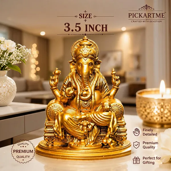 Pickartme_Golden_Lord_Ganesha_Idol_3_5_Inch_For_Car_Dashboard_Home_Decor_Pooja_Room_Office_Desk_Ganpati_Murti_Lucky_Gift_Spiritual_Decorative_Showpiece_Gold