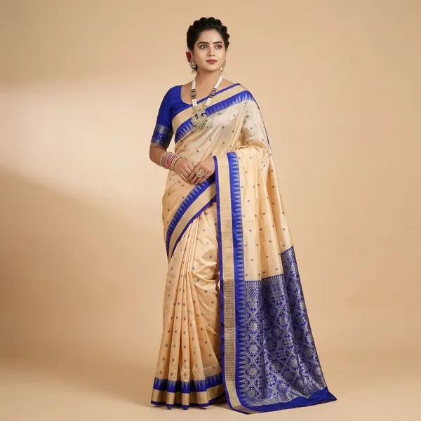 Weaver_Store_Temple_Border_Sambalpuri_Art_Silk_Saree_(Beige)