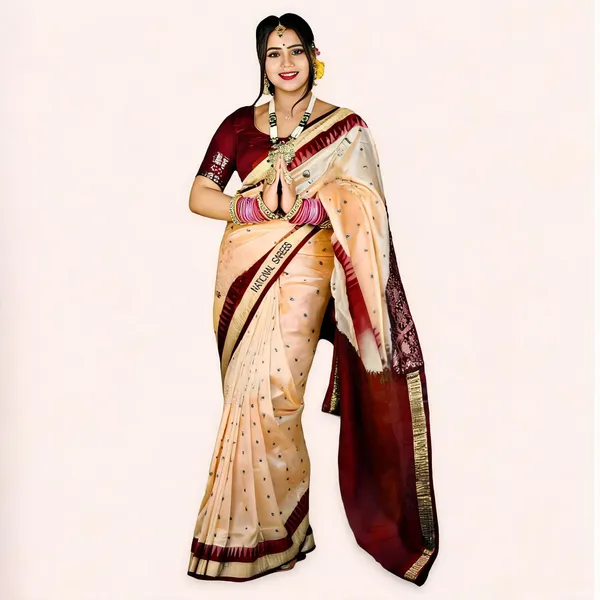 Weaver_Store_Temple_Border_Sambalpuri_Art_Silk_Saree_(Beige)