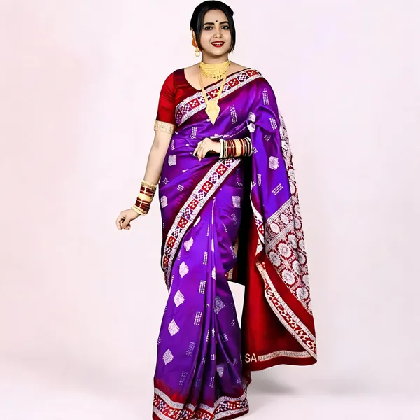 Weaver_Store_Temple_Border_Sambalpuri_Art_Silk_Saree_(Magenta)