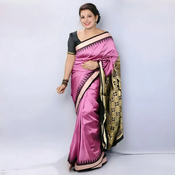 Weaver_Store_Temple_Border_Sambalpuri_Art_Silk_Saree_(Blue)