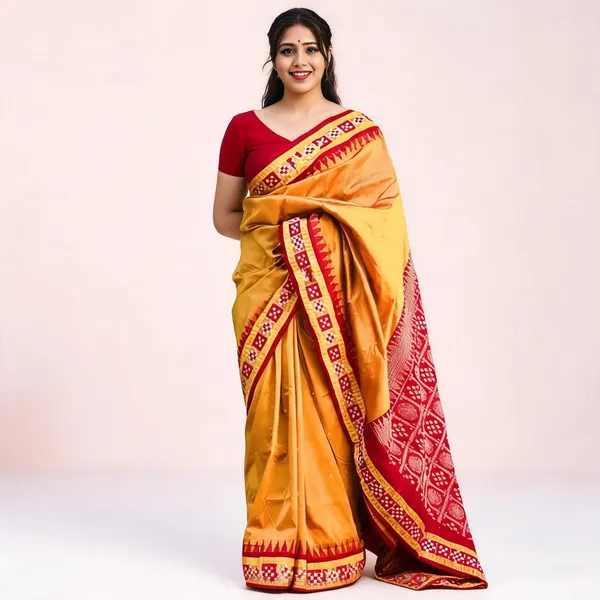 National_Sarees_Temple_Border_Sambalpuri_Handloom_Art_Silk_Saree_(Mustard)