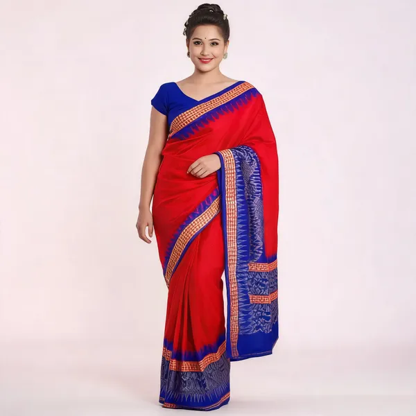 National_Saree_Temple_Border_Sambalpuri_Art_Silk_Saree_(Red)