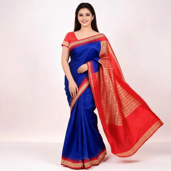 National_Sarees_Woven_Sambalpuri_Silk_Blend_Saree_(Blue,_Red)