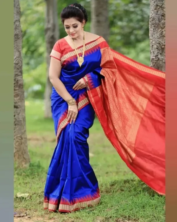 National_Sarees_Woven_Sambalpuri_Silk_Blend_Saree_(Blue,_Red)