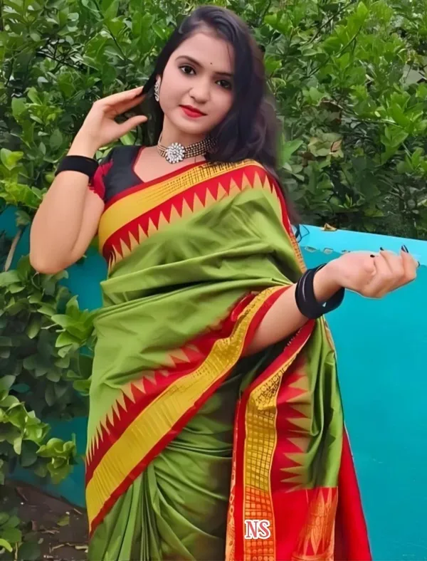 National_Sarees_Woven_Sambalpuri_Silk_Blend_Saree_(Green,_Red)