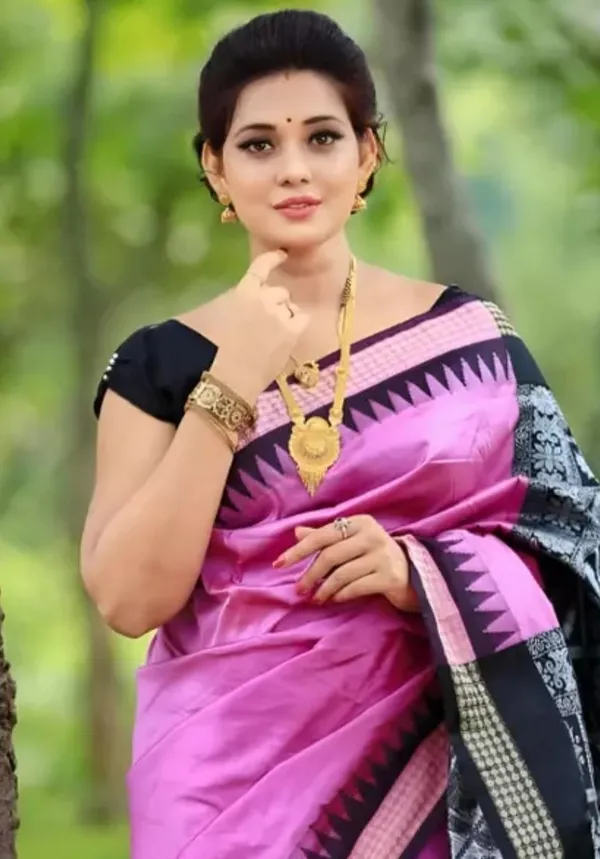 Woven_Temple_Border_Sambalpuri_Art_Silk_Saree_(Purple)