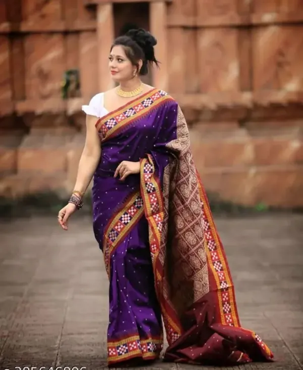 National_Sarees_Temple_Border_Sambalpuri_Art_Silk_Saree_(Magenta)