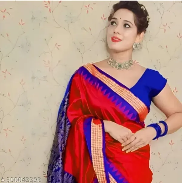 National_Saree_Temple_Border_Sambalpuri_Art_Silk_Saree_(Red)