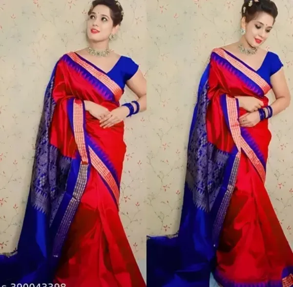 National_Saree_Temple_Border_Sambalpuri_Art_Silk_Saree_(Red)