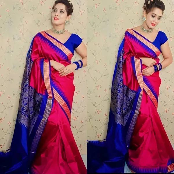 National_Saree_Temple_Border_Sambalpuri_Handloom_Art_Silk_Saree_(Pink)