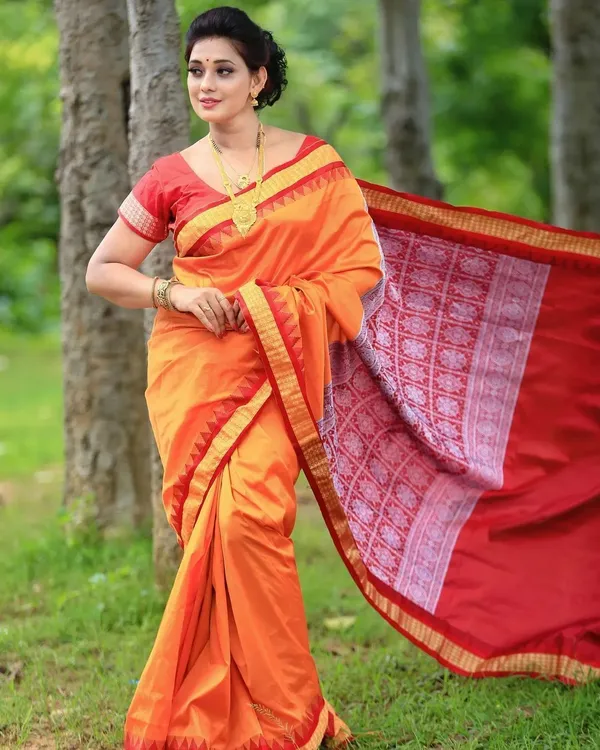 National_Saree_Temple_Border_Sambalpuri_Art_Silk_Saree_(Orange)