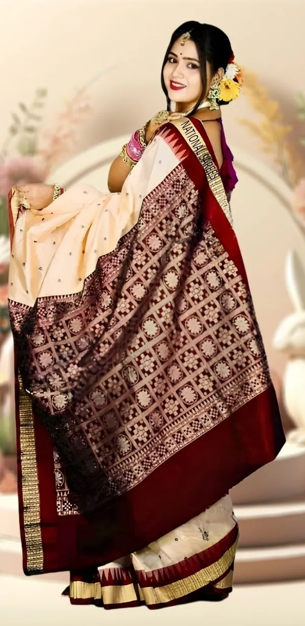 National_Saree_Temple_Border_Sambalpuri_Art_Silk_Saree_(Beige)