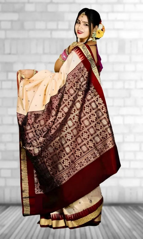 Weaver_Store_Temple_Border_Sambalpuri_Art_Silk_Saree_(Beige)